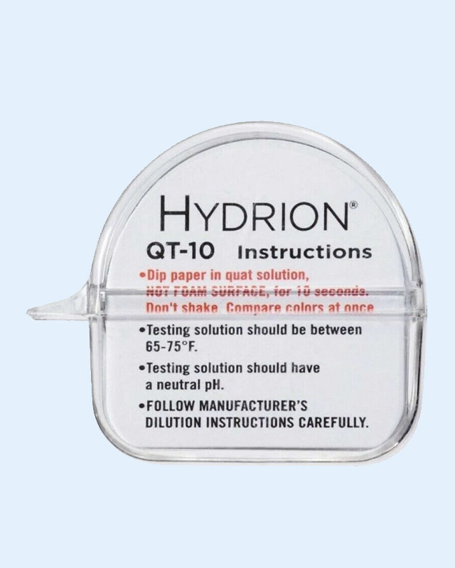 HYDRION QT-10 QUATERNARY Sanitizer Ouat TEST PAPER for Ranges 0-400 ppm