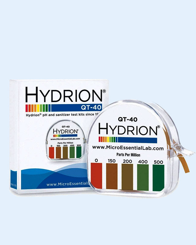 HYDRION QT-40 Quaternary Sanitizer Test Tape 15 feet Roll Quat Color Chart 0-500