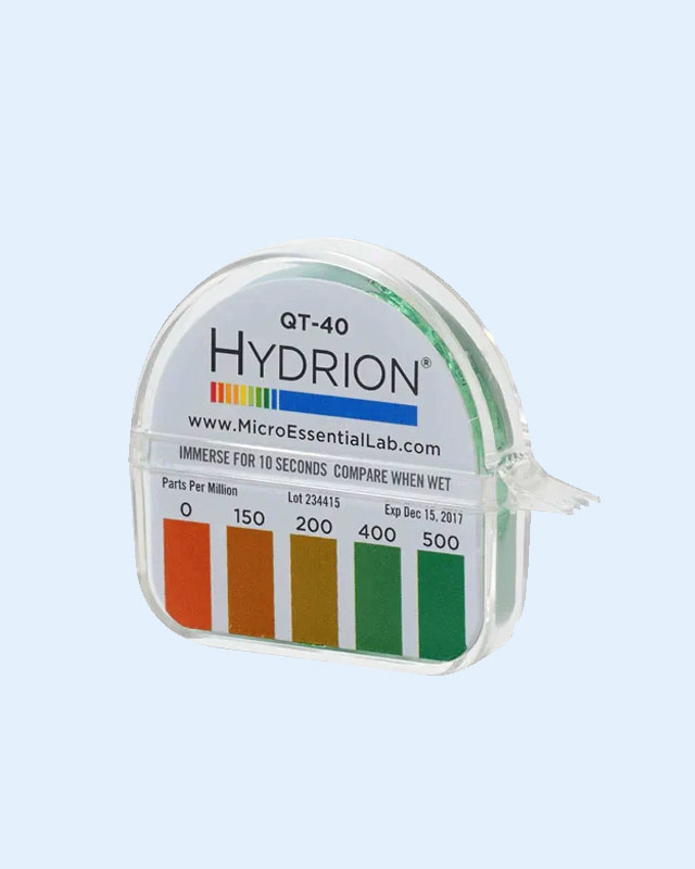 HYDRION QT-40 Quaternary Sanitizer Test Tape 15 feet Roll Quat Color Chart 0-500